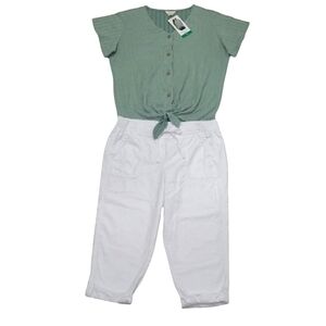 Talbots Crop Pants Dressy Casual Lightweight Pull On Drawstring Ankle Tab Pocket